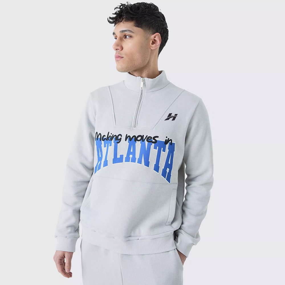 1/4 ZIP Funnel Neck Printed Sweatshirt